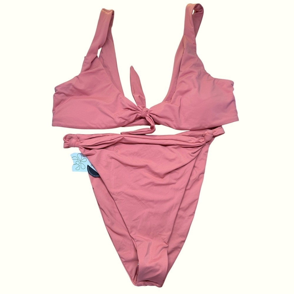 Dippin' Daisy's Bikini Set Sz Medium Pink Tie Front High Cut‎ Knotted Beach Pool